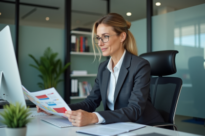 Agent de voyage femme au bureau professionnel
