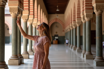 Femme admirant l'architecture de la Mezquita de Córdoba