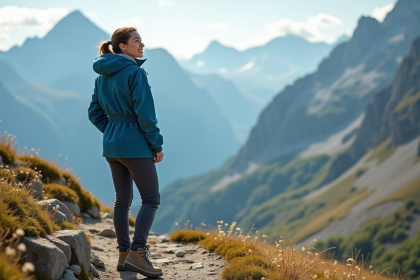Femme souriante en randonnée dans les Alpes