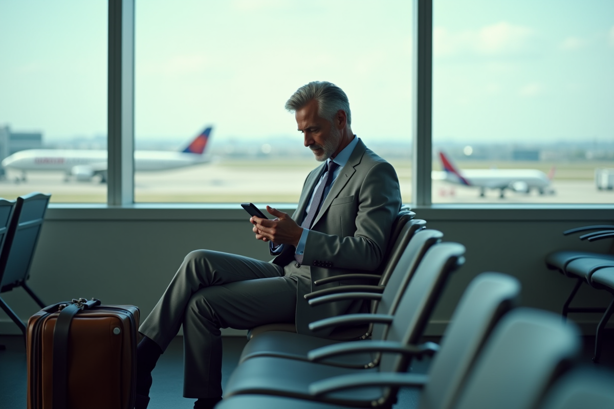 Homme en attente dans la zone d