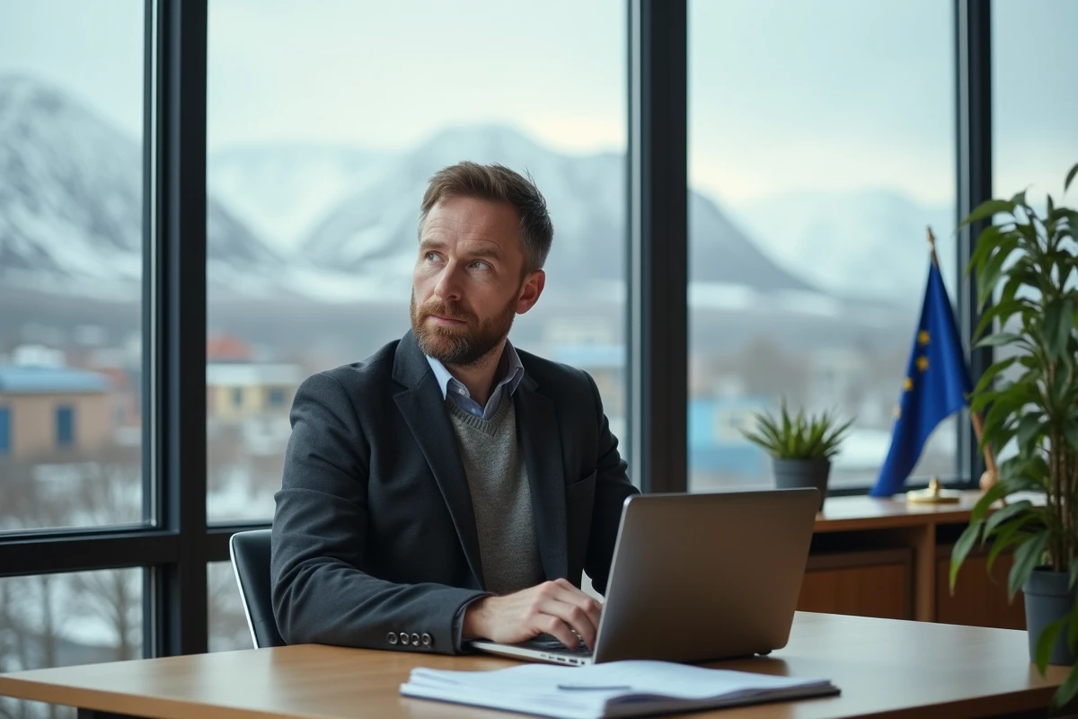 Homme islandais au bureau moderne à Reykjavik