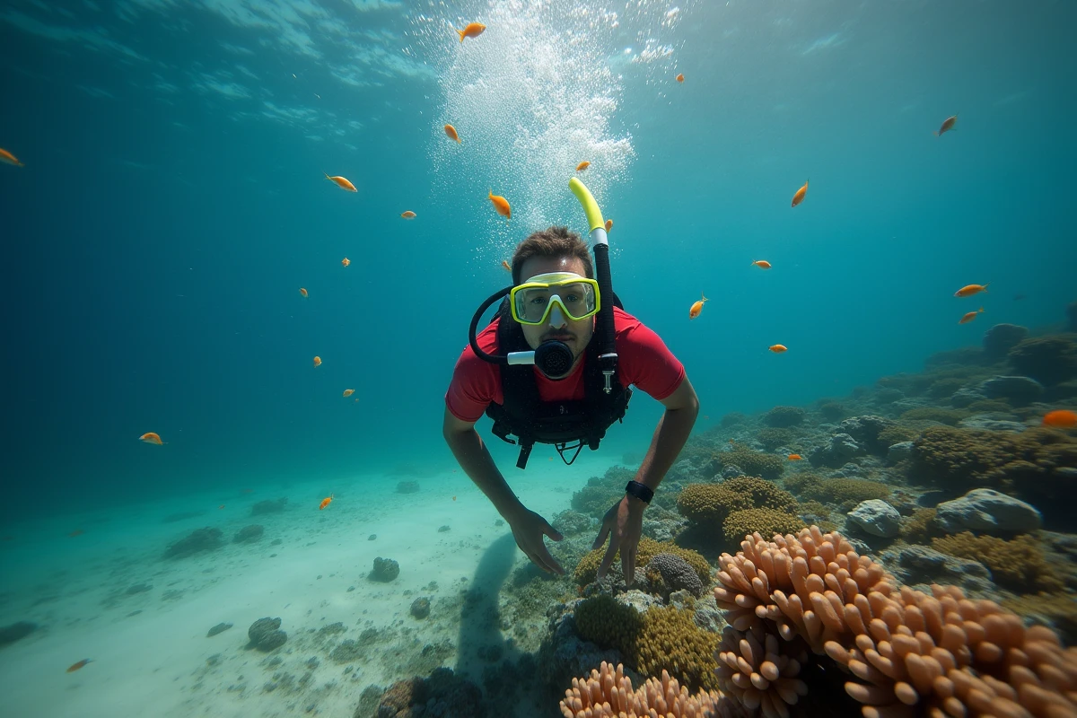 Homme nageant face sous l