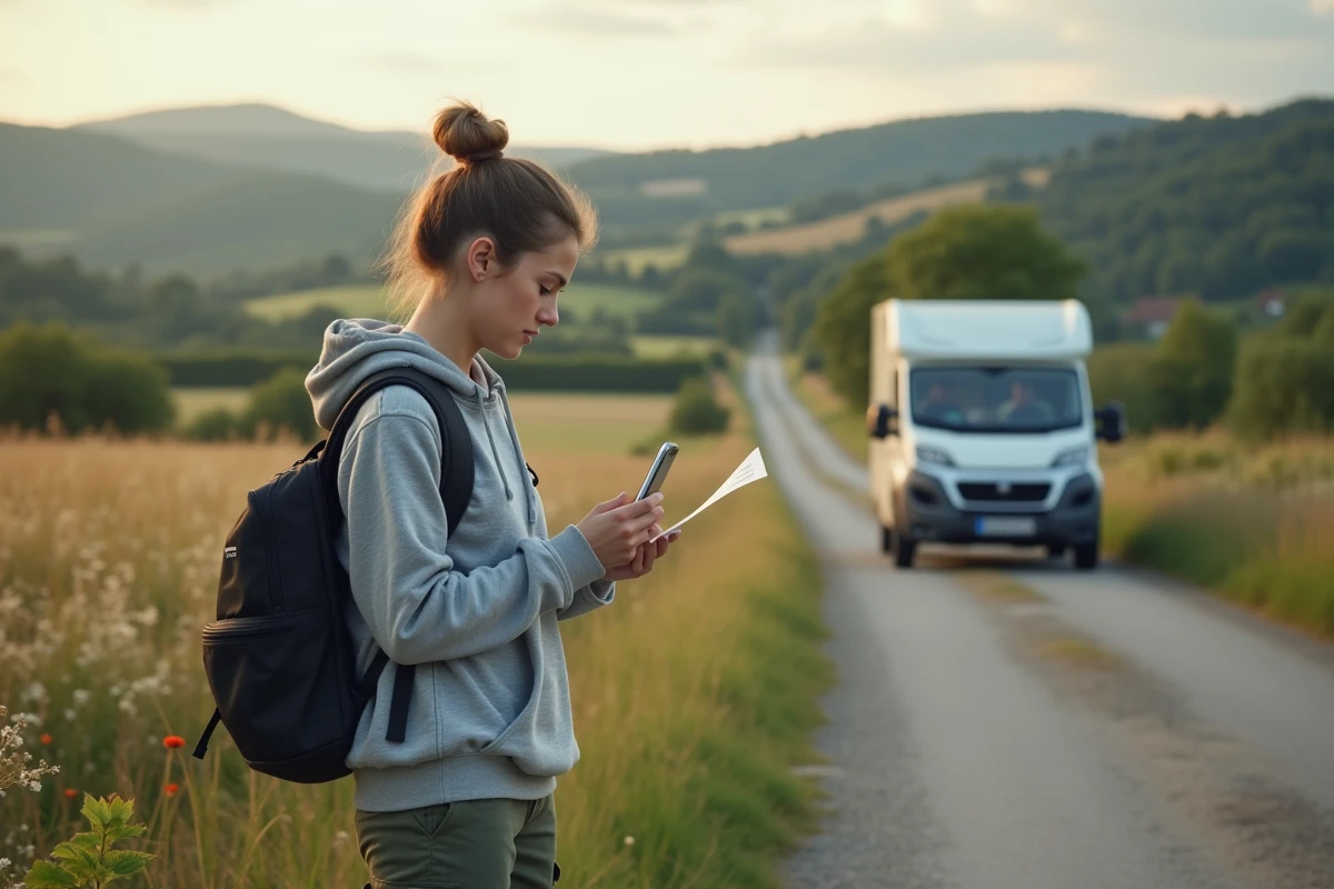 Jeune femme regardant son téléphone à côté d