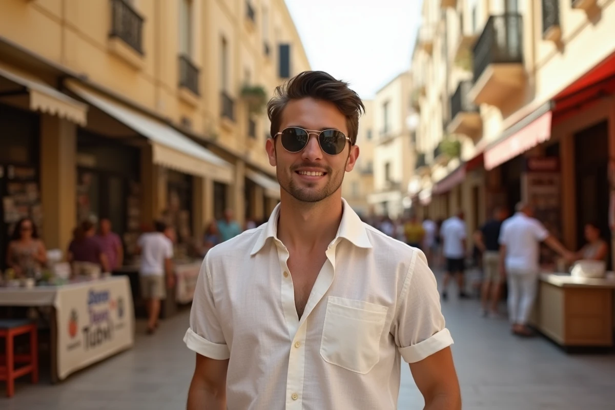 Jeune homme dans une rue animée de Valletta