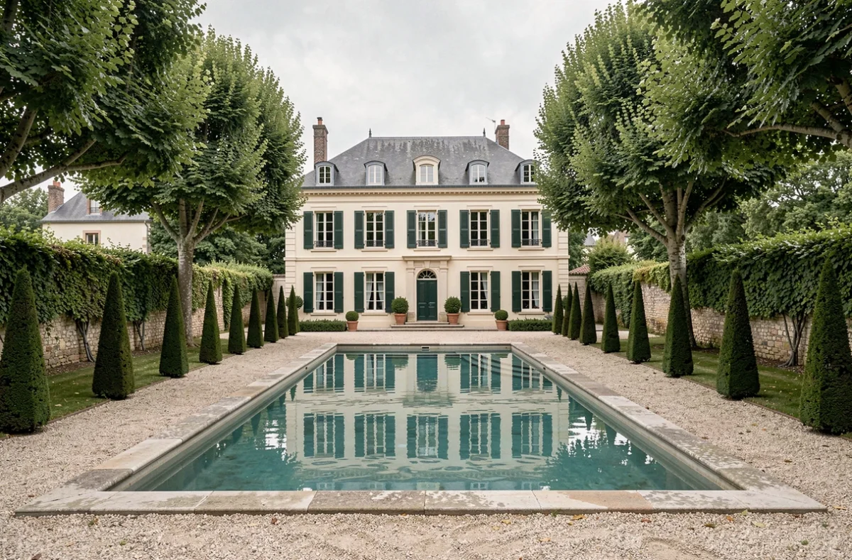 La Maison de Saint-Vivien, chartreuse bordelaise avec piscine et jardin à la française en Gironde en Nouvelle-Aquitaine